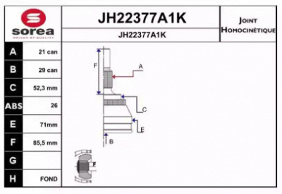 SNRA jh22377a1k -  Шарнирный комплект, приводной вал