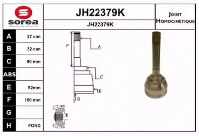 SNRA jh22379k -  Шарнирный комплект, приводной вал