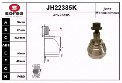 SNRA jh22385k -  Шарнирный комплект, приводной вал