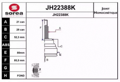 SNRA jh22388k -  Шарнирный комплект, приводной вал