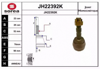 SNRA jh22392k -  Шарнирный комплект, приводной вал