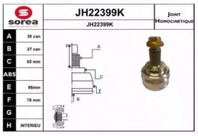 SNRA jh22399k - Шарнирный комплект, приводной вал
