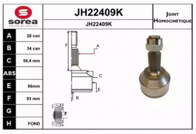 SNRA jh22409k -  Шарнирный комплект, приводной вал