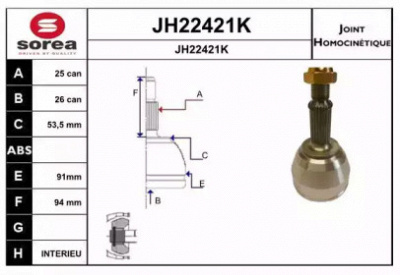 SNRA jh22421k - Шарнирный комплект, приводной вал