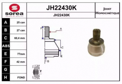 SNRA jh22430k -  Шарнирный комплект, приводной вал