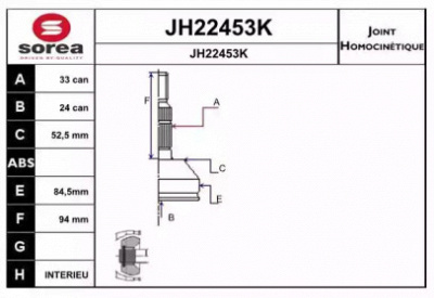 SNRA jh22453k - Шарнирный комплект, приводной вал