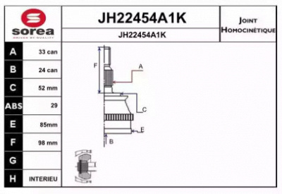 SNRA jh22454a1k -  Шарнирный комплект, приводной вал