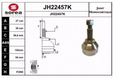 SNRA jh22457k -  Шарнирный комплект, приводной вал