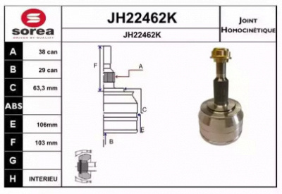SNRA jh22462k -  Шарнирный комплект, приводной вал