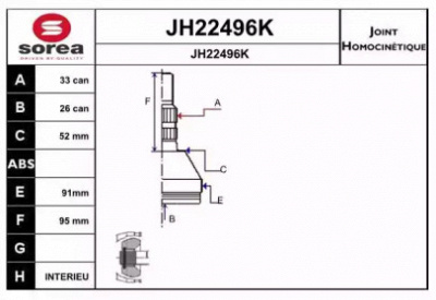 SNRA jh22496k - Шарнирный комплект, приводной вал