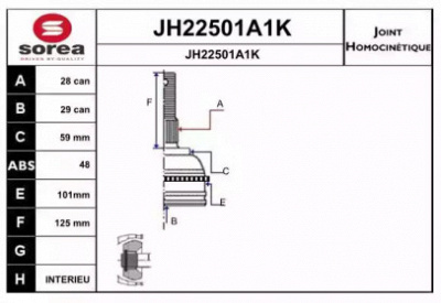 SNRA jh22501a1k -  Шарнирный комплект, приводной вал