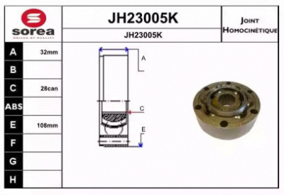 SNRA jh23005k -  Шарнирный комплект, приводной вал