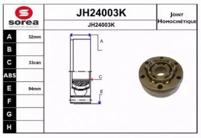 SNRA jh24003k -  Шарнирный комплект, приводной вал
