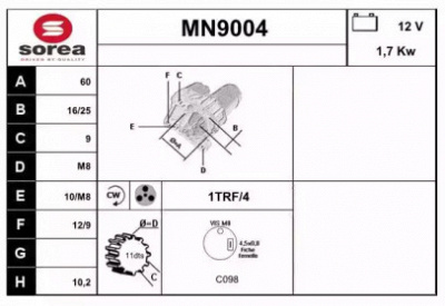 SNRA mn9004 - Стартер