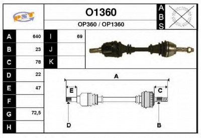 SNRA o1360 - Приводной вал