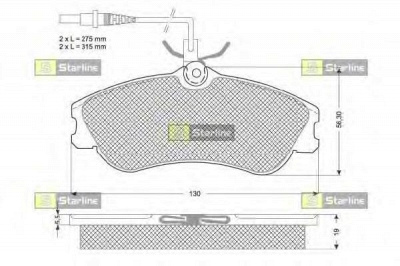 STARLINE bds035p -  Комплект тормозных колодок, дисковый тормоз