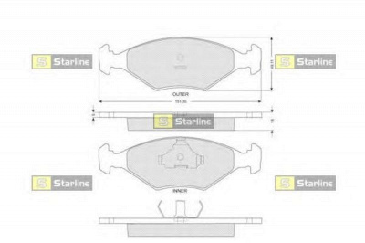 STARLINE bds221p -  Комплект тормозных колодок, дисковый тормоз