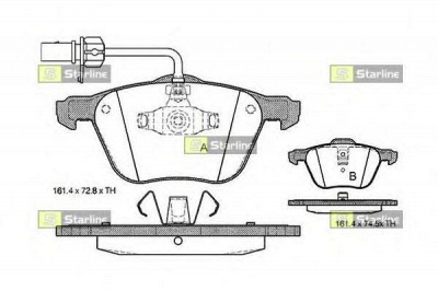 STARLINE bds312p -  Комплект тормозных колодок, дисковый тормоз