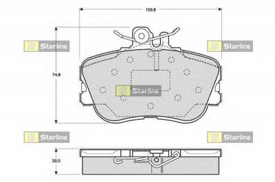STARLINE bds818p -  Колодки тормозные дисковые передние, комплект