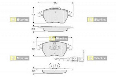 STARLINE bds833p -  Колодки тормозные дисковые передние, комплект