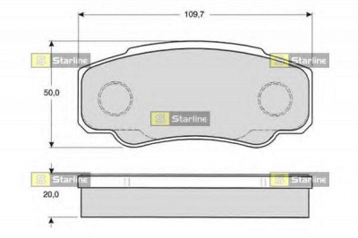 STARLINE bds841p -  Комплект тормозных колодок, дисковый тормоз