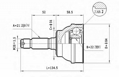 STATIM c100 -  Шарнирный комплект, приводной вал