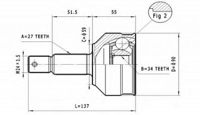 STATIM c108 -  Шарнирный комплект, приводной вал