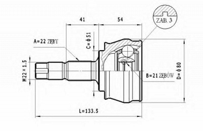 STATIM c136 -  Шарнирный комплект, приводной вал