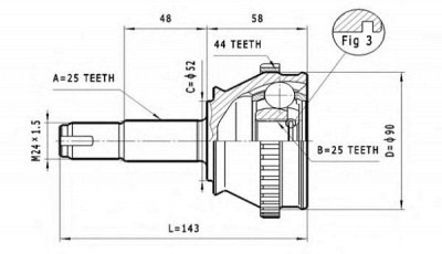 STATIM c162 -  Шарнирный комплект, приводной вал