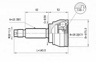 STATIM c178 -  Шарнирный комплект, приводной вал