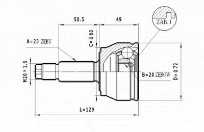 STATIM c186 -  Шарнирный комплект, приводной вал