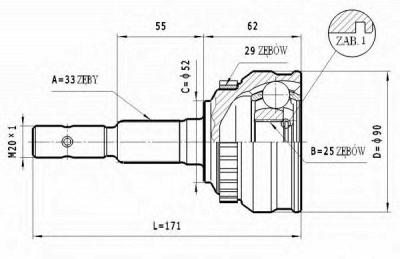 STATIM c224 - Шарнирный комплект, приводной вал