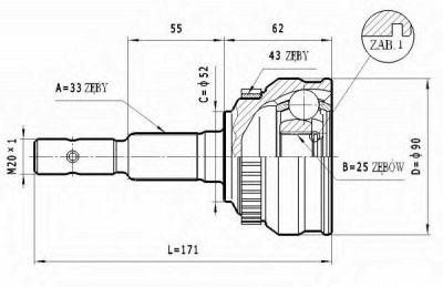 STATIM c245 - Шарнирный комплект, приводной вал