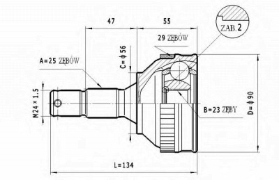 STATIM c264 -  Шарнирный комплект, приводной вал