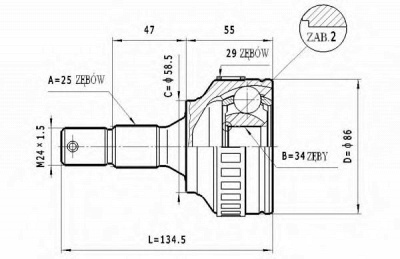 STATIM c266 -  Шарнирный комплект, приводной вал