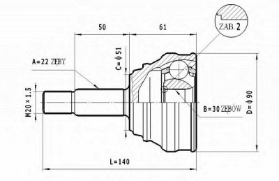 STATIM c293 -  Шарнирный комплект, приводной вал