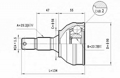 STATIM c342 -  Шарнирный комплект, приводной вал
