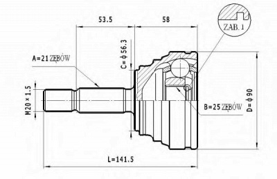 STATIM c346 -  Шарнирный комплект, приводной вал