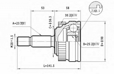 STATIM c357 -  Шарнирный комплект, приводной вал