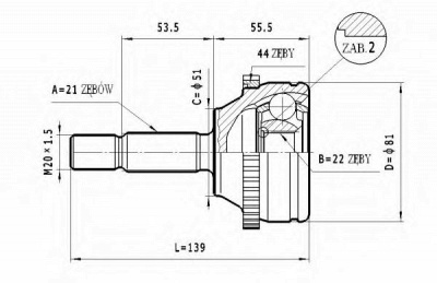 STATIM c362 -  Шарнирный комплект, приводной вал