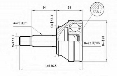 STATIM c364 -  Шарнирный комплект, приводной вал