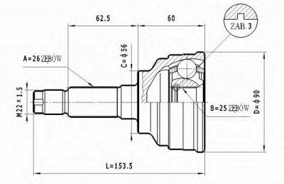 STATIM c460 -  Шарнирный комплект, приводной вал