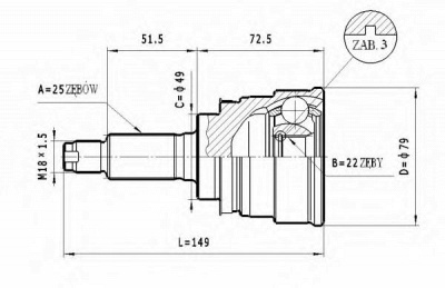 STATIM c634 -  Шарнирный комплект, приводной вал
