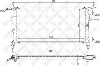 STELLOX 1026075sx -  Радиатор системы охлаждения! без ac\ opel corsa 1.0/1.2i 96>