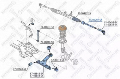 STELLOX 5500297sx -  Осевой шарнир, рулевая тяга