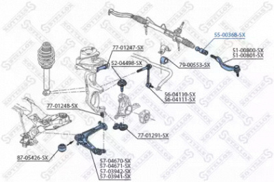 STELLOX 5500368sx -  Осевой шарнир, рулевая тяга