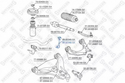 STELLOX 5600349sx -  56-00349-SX_ТЯГА СТАБИЛИЗАТОРА ПЕРЕДНЕГО левая! MI
