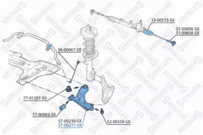 STELLOX 5700211sx -  Рычаг независимой подвески колеса, подвеска колеса