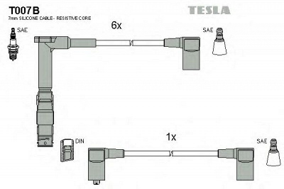 TESLA t007b -  Провода высоковольтные, комплект