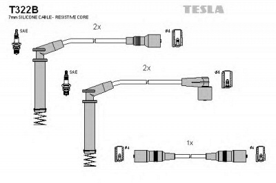 TESLA t322b - Комплект проводов зажигания